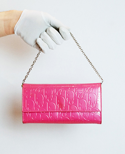 Christian Dior Long Wallet, &pound;140, Accessories, Pink, Patent Leather, Front view